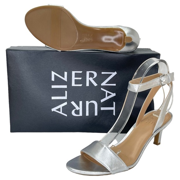 Naturalizer Womens Heels Right 8M Left 7.5M Tinda Soft Silver Leather - Picture 14 of 15